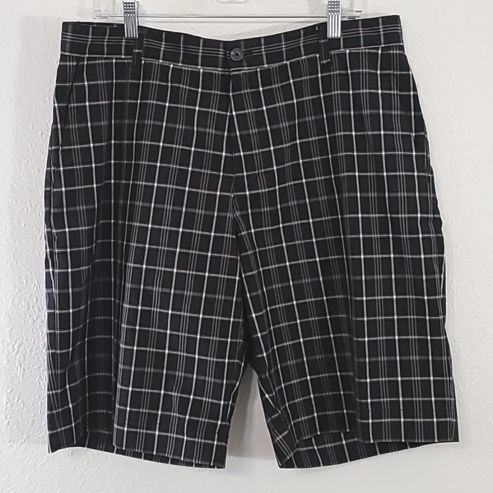 ADIDAS Men's Black & White Plaid Golf Shorts, size 36
